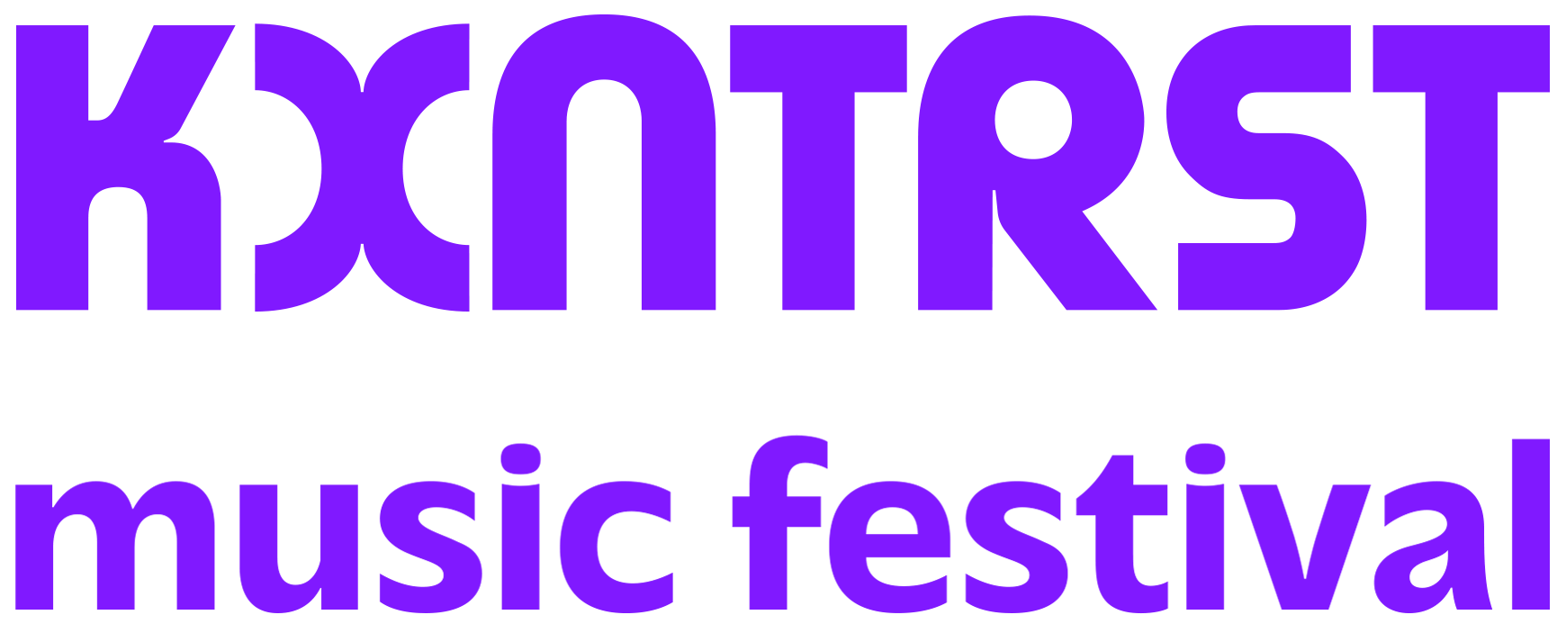 Purple festival logo with the word KXNTRST, which can be read as contrast.